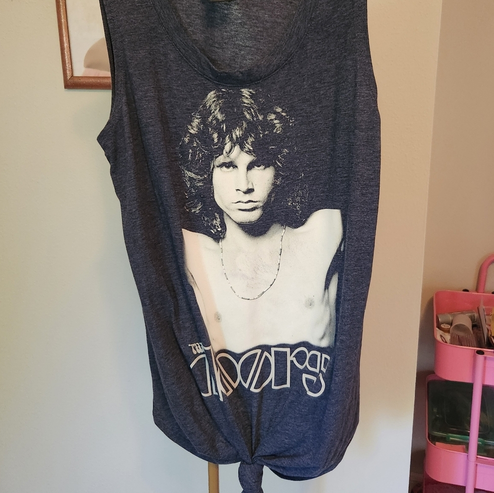 Wet Seal Dark Gray Graphic Tank with White Print